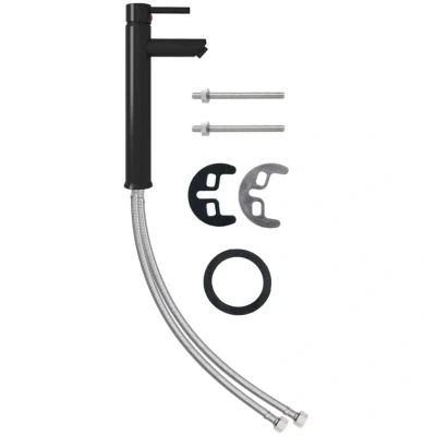 Image of vidaXL Bathroom Mixer Tap Black 12x30 cm