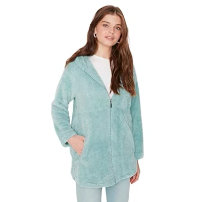 Image of Trendyol Women Modest Regular Basic Hood Woven Coats