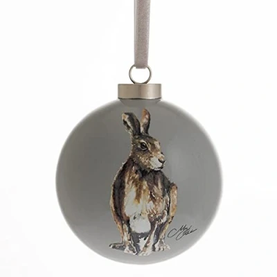 Image of Meg Hawkins Ceramic Christmas Bauble 8cm Hare