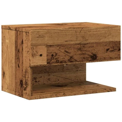 Image of vidaXL Wall mounted Bedside Cabinet Old Wood, Floating Table, Engineered 46 x 29.5 30 cm, Brown, Modern