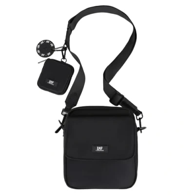 Image of L&amp;F London NEW Dog Walking Bag Bundle Crossbody Includes Detachable Mini Treat Pouch, Poop Dispenser, Adjustable Strap, Holder Clip (Black)