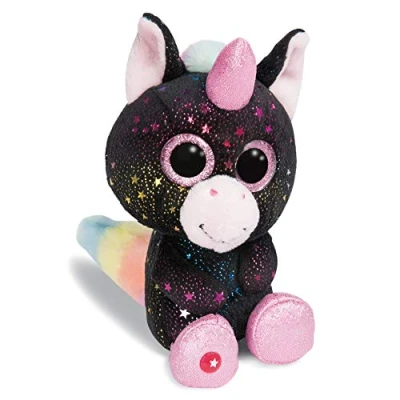 Image of Nici 46316 galaxy Cuddy Soft Toy Glubschis Unicorn Vita Mi 15cm, Black/Multi Coloured Polka Dots