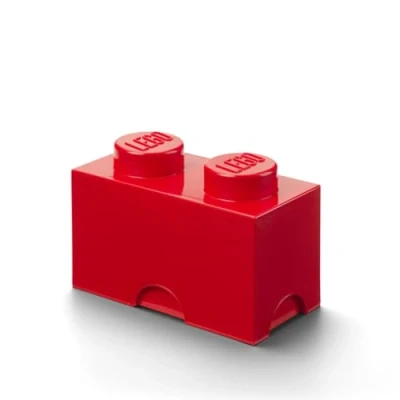 Image of LEGO Storage Brick 2 Knobs Red, Stackable Box, 2.6L Product, Plastic Box with Lid, Desk Storage, Room Toy