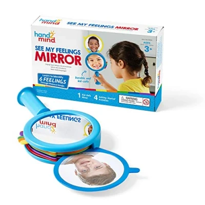 Image of Learning Resources See My Feelings Mirror, Social Emotional Learning, Sensory Toys for Toddler Anxiety Relief, Mindfulness Kids,Calm Down Corner Supplies (Pack of 1),Ages 3+
