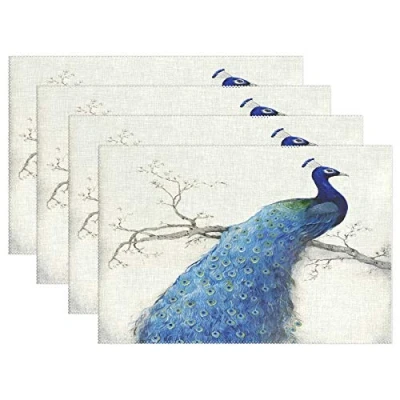 Image of Placemats Peacock Place Mats Dining Table Christmas Decoration 4pcs