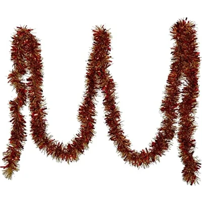 Image of UKDeals direct ® 4m Metre Chunky/Fine Christmas Tinsel Decoration (Red/Gold)