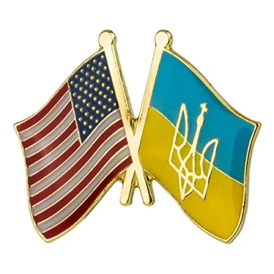 Image of United States Of America USA &amp; Ukraine Friendship Flag Enamel Lapel Pin Badge Diplomat