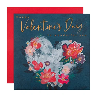 Image of Hallmark Valentine&#039;s Day Card Classic Floral Heart Design