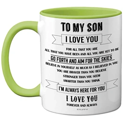 Image of Son Mugs to My Inspirational I Love You Mug, Gifts from Mum, Birthday Gifts, Gift Dad, for Sons, Idea Christmas 11oz Green Ceramic Dishwasher Safe Mug