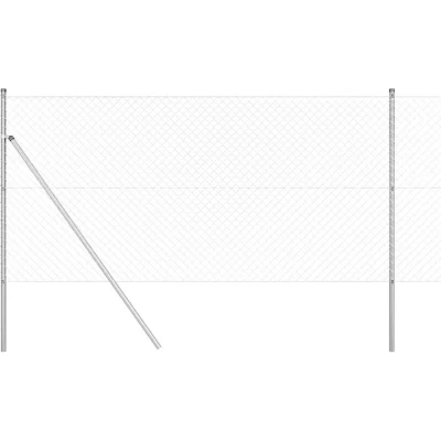 Image of vidaXL Chain Link Fence with 7 Posts 1x10 m Galvanised Steel