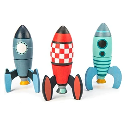 Image of Tender Leaf Toys Rocket Construction Wooden Building Blocks