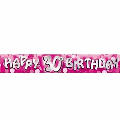 Image of Gifts 4 All Occasions Limited SHATCHI 740 9Ft Long 30th Pink Glitz Birthday Banner Party Decorations UnisexParty Supply