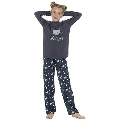 Image of Undercover Girls Hedgehog Pyjamas LN254 Charcoal 7 8 Years