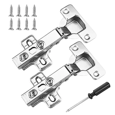 Image of 2 pcs Soft Close Cabinet Hinge,110 Degree Full Overlay Kitchen Door Hinge,35mm Concealed Hinges Plate with Screws