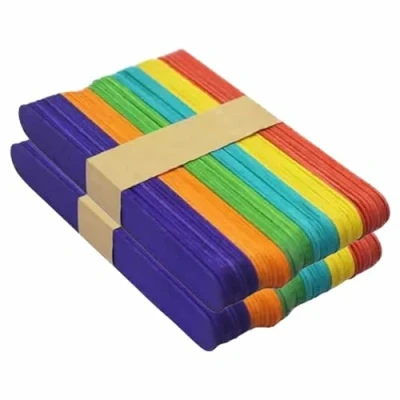 Image of 100 Jumbo Lollipop Sticks Kids Wood Crafts Painting Waxing Lolly Popsicle 150mm Large Smooth Coloured Wooden 6 Inch