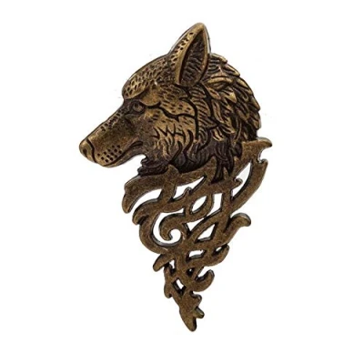 Image of Celtic Wolf Wolves Stark Metal Pin Cosplay Badge Brooch (Bronze)