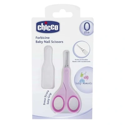 Image of Chicco Baby Nail Scissors with Protective Cap Pink