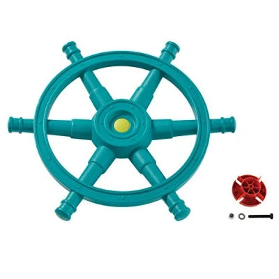Image of Little Duck Bear Pirate Boat Steering Wheel Jumbo Sized Turquoise Blue For Kids Play Tower or Tree House.
