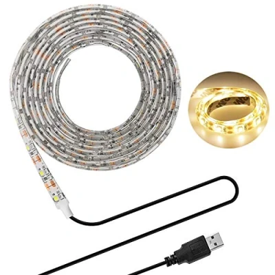 Image of LED Strip Lights, USB TV Backlight 6.56ft/2m Lights for 40 60in HDTV, Waterproof SMD 3528 5V Warm White Bias Lighting, Reduce Eye Strain, Improve Contrast.USB Lighting Home Theater