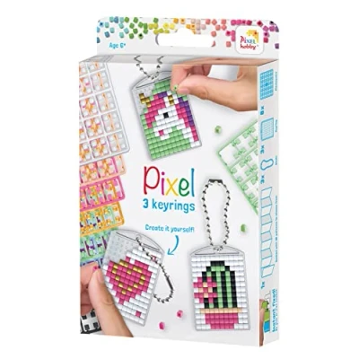 Image of Pracht Creatives Hobby Pixel P20131 Mosaic Medallion Girl, Key Pendant for Children to Design Yourself, Easy Plug In System, No Ironing or Gluing, Stones Made of Organic Plastic