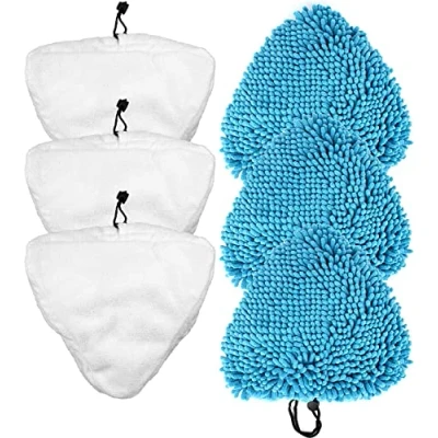 Image of Certified Steam Mop Pads For Vax S86 SF CC S7 Thane H20 HD H20X5 Vilelda Beldray Vytronix STM01 Genie Neo Fits Most Triangle Mops (3X Coral + 3X Microfibre) Universal Pack Of 6 Multipack