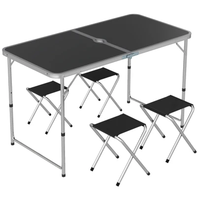 Image of Outsunny 4ft Folding Picnic Table and Chairs, Portable Camping Chairs Outdoor Indoor Use for BBQ Garden Parties