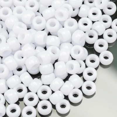 Image of Gxueshan 1000 Pcs Acrylic White Pony Beads 6x9mm Bulk for Friendship Bracelet Necklace Jewelry Making Earring Hair Braiding