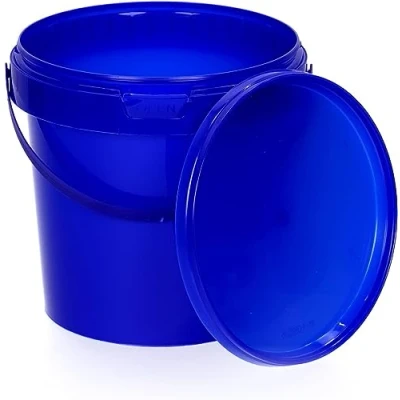 Image of BenBow bucket with lid 0,22 gal (1l) blue 5x 1 liters food safe, stable, airtight, leak proof, odourless plastic storage container, handle empty