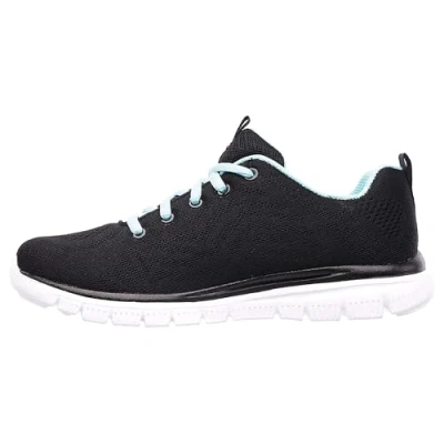 Image of Skechers Women&#039;s Graceful Get Connected Sneaker, Gray Mesh Coral Trim, 4.5 UK