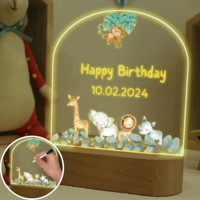 Image of uniqicon Cute Lamp for Kids, Acrylic Message Board Baby Night Light, Lights Nursery, Unique Gifts Boys and Girls
