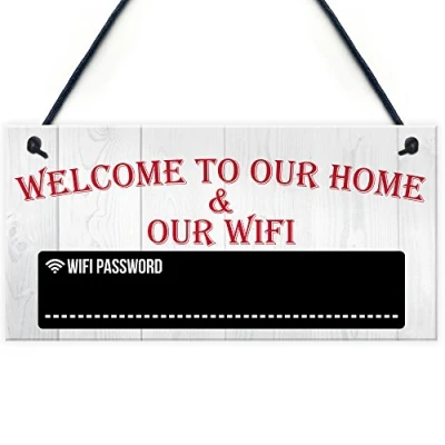 Image of RED OCEAN Welcome To Our Home &amp; Wifi Password Chalkboard Gift Hanging Plaque Internet Sign