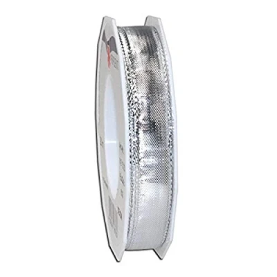 Image of Präsent Devon Wired Ribbon Silver 20 m Roll 15 mm width