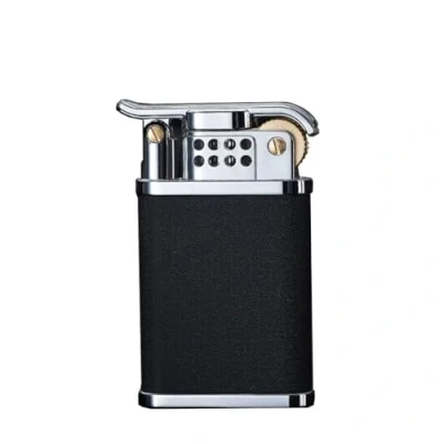Image of Metal retro kerosene lighter, fuel open flame windproof old fashioned grinding wheel business men&#039;s good gift (excluding kerosene) (Color : C)
