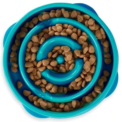 Image of Outward Hound Fun Feeder Slo Bowl, Slow Dog Medium/Mini, Turquoise