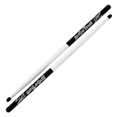 Image of Zildjian Artist Series Hickory Drumsticks Adrian Young Nylon Tip Black &amp; White