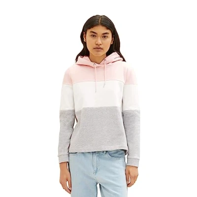 Image of TOM TAILOR Denim Women&#039;s 1039807 Colorblock Hoodie, 14557 Light English Rose, M