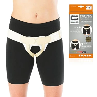 Image of Neo G Double Lower Hernia Support for Men and Women Bilateral Inguinal Belt Reduces Symptoms of Overstrain &amp; Exertion Truss Breathable Adjustable L
