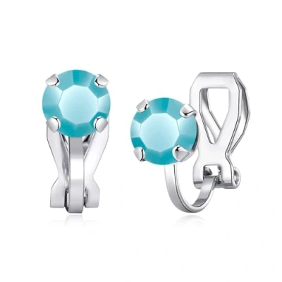 Image of Philip Jones December (Turquoise) Birthstone Clip On Earrings Created with Zircondia® Crystals