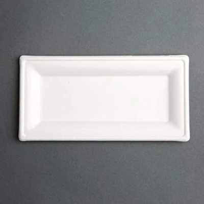 Image of Fiesta Compostable Bagasse Rectangular Plates 258mm (Pack of 50)