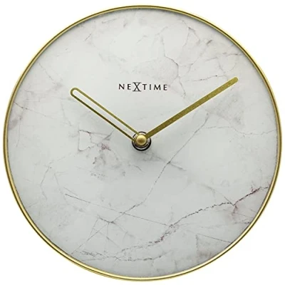 Image of NeXtime Table/Wall Clock Diameter 20 cm Glass/Metal White &#039;Marble, x 0.8