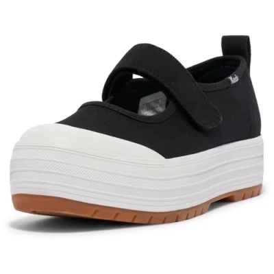 Image of Keds Women&#039;s Mary Jane Flat, Black Canvas, 7 UK