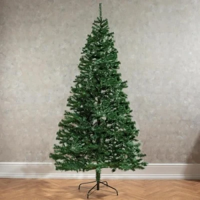 Image of ASAB Christmas Tree Premium Artificial Hinged Realistic Natural Branches Xmas with Metal Stand PVC Easy Assembly Home Office Indoor and Outdoor 4ft 5ft 6ft 7ft Green White (Green 7FT)