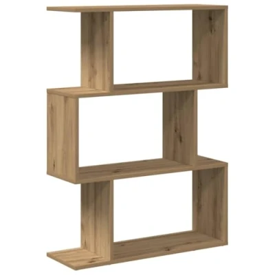 Image of vidaXL Room Divider Bookcase Bookshelf Engineered Wood 3 Tier, Artisan Oak 70 x 24 97 cm Modern, Freestanding Shelving Unit for Living Room, Bedroom, Office, Study