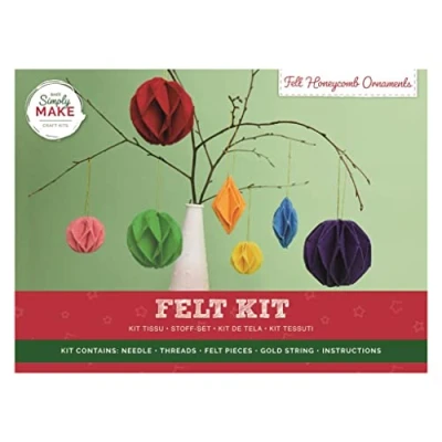 Image of Simply Make Felt Honeycombe Craft Kit Set, Christmas Accessories, Ideal for Beginner and Experienced Crafters, Great Fabric Set Gift, Adult Older Kids