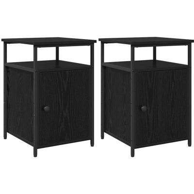 Image of vidaXL Bedside Cabinet 2 pcs Black oak Engineered Wood