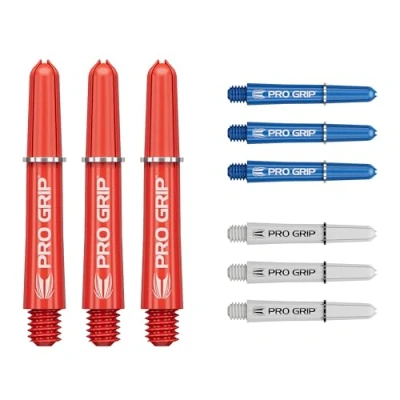 Image of TARGET Darts Pro Grip Shafts Set of 9 3 Colours, Blue/White/Red Short, 34mm Dart Stems, Professional Accessories, 2BA Shaft Multipack with Rings