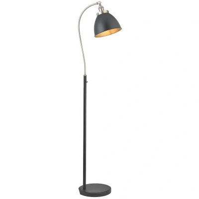 Image of Franklin Task Floor Lamp, Aged Pewter Plate, Matt Black Paint