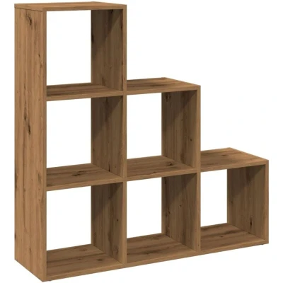 Image of vidaXL Room Divider Bookcase 3 Tier, Artisan Oak, Engineered Wood, 6 Cubes, 99x29x99 cm, Versatile Storage Shelf for Living Room/Bedroom/Study