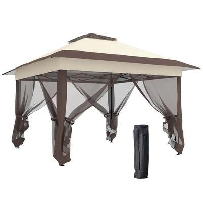 Image of Outsunny 3.6 x 3.6m Pop up Tent Gazebo Instant Canopy Steel with Bag 84C 252V01KK
