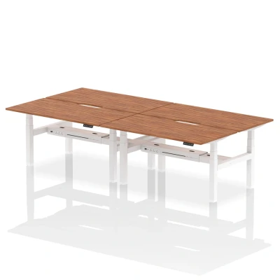 Image of Air B2B 1600x800 Adjustable 4P Bench Desk Scalloped Walnut/White